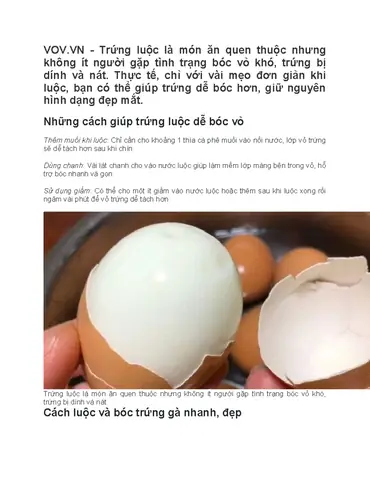 Cách Luộc Trứng Dễ Bóc Vỏ: Hướng Dẫn Chi Tiết Giúp Lột Vỏ Nhanh Cho Mọi Người Nội Trợ Cách Luộc Trứng Dễ Bóc Vỏ: Hướng Dẫn Chi Tiết Giúp Lột Vỏ Nhanh Cho Mọi Người Nội Trợ