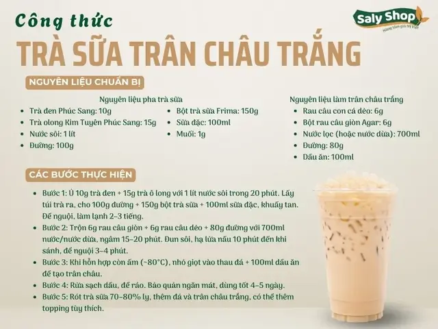 Hướng Dẫn Cách Nấu Trà Sữa Trân Châu Trắng Giòn Thơm Tại Nhà Hướng Dẫn Cách Nấu Trà Sữa Trân Châu Trắng Giòn Thơm Tại Nhà