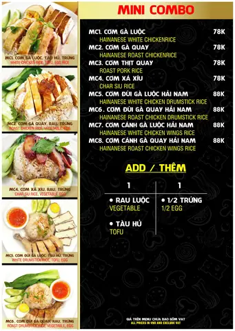 Thực Đơn Cơm Gà Hải Nam: Xem Menu Chi Tiết, Giá Cả & Cách Đặt Hàng Online